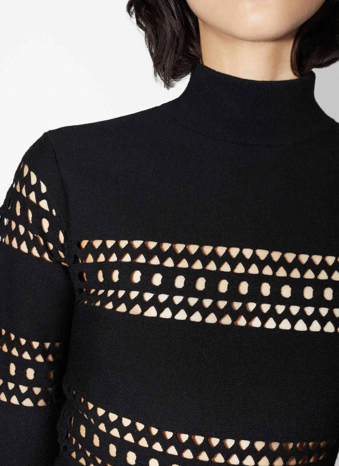 Perforated vienne sweater ALAÏA BLACK PERFORATED VIENNE SWEATER